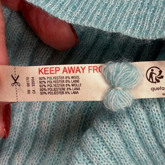 ANTHROPOLOGIE Daily Practice Long Sleeve Cropped Ribbed Sweater Teal Women’s XS - Picture 4 of 6